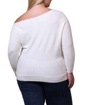 Plus Size Viscose Sequin Off-The-Shoulder Sweater