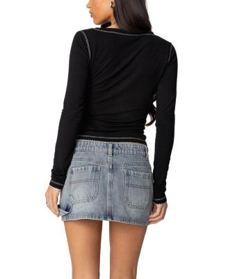 Yael Contrast Stitch Henley Top