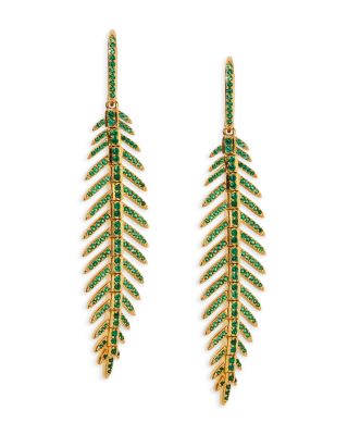 Nadri - Palm Springs Green Pav&eacute; Leaf Drop Earrings