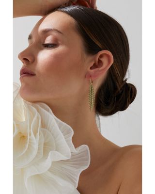 Palm Springs Green Pav&eacute; Leaf Drop Earrings