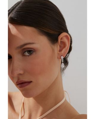 Cubic Zirconia Drop Earrings in Rhodium Plated