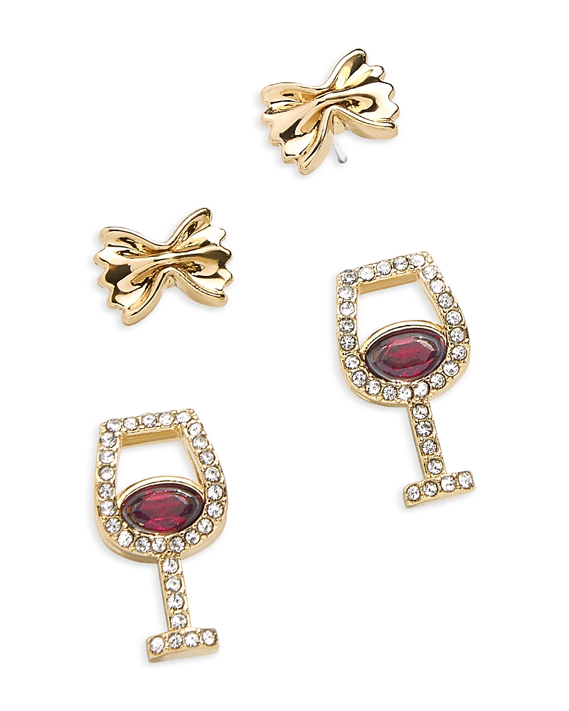Baublebar Endless Pastabilities Stone & Pave Wine Glass Drop Earrings In Red/gold