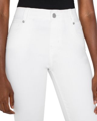 Gia Glider Crop Flare Jeans in Bright White Paisley