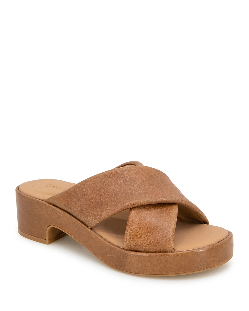 Gentle Souls By Kenneth Cole River Platform Slide Sandal In Luggage Leather