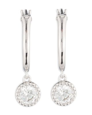 Ralph Lauren - Cubic Zirconia Charm Hoop Earrings in Sterling Silver