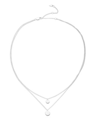 Disc Layered Pendant Necklace in Sterling Silver, 16"-19"