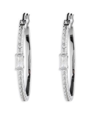 Cubic Zirconia Hoop Earrings in Sterling Silver
