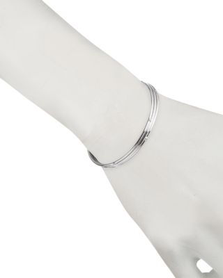 Cubic Zirconia Bangle Bracelets in Sterling Silver, Set of 3