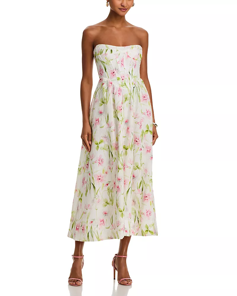 Bardot Lola Floral Corset Midi Dress
