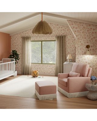 Crawford Pillowback Comfort Swivel Glider - Boucl&eacute; with Tassel Fringe 