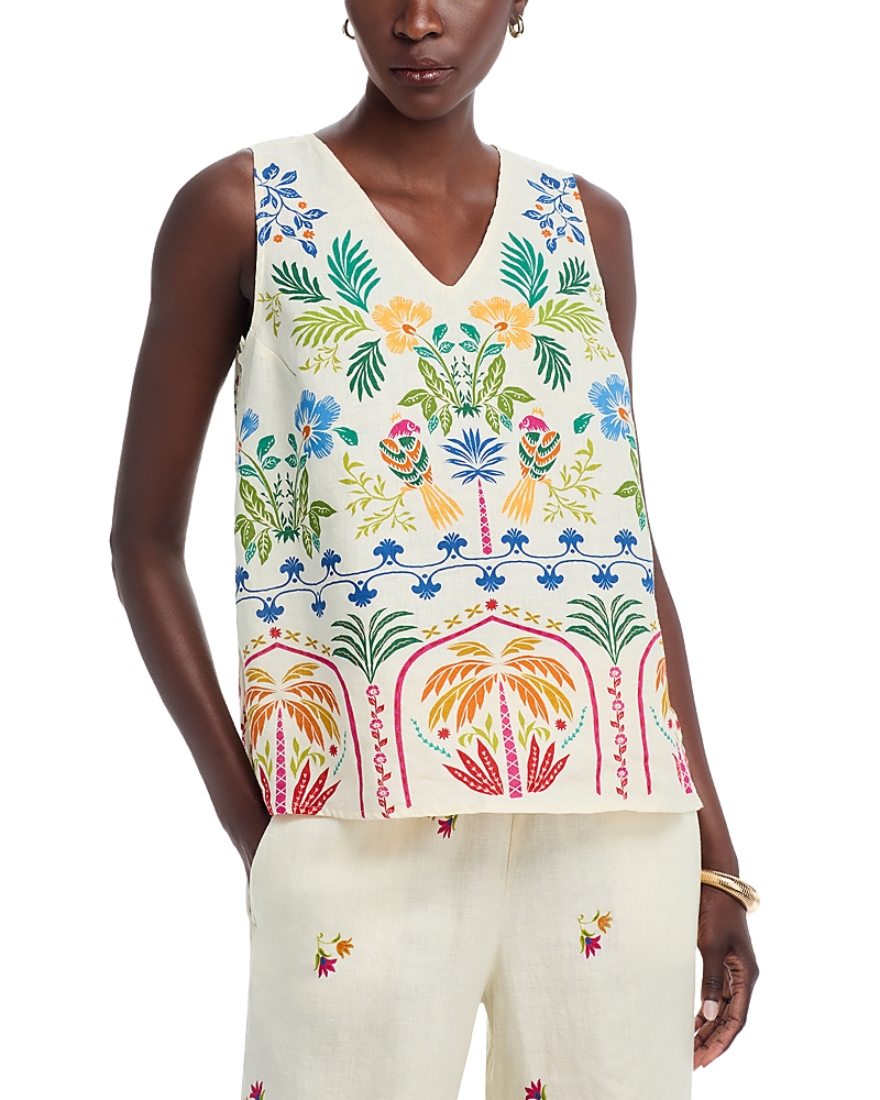 Johnny Was Tropical Print Button Back Tank