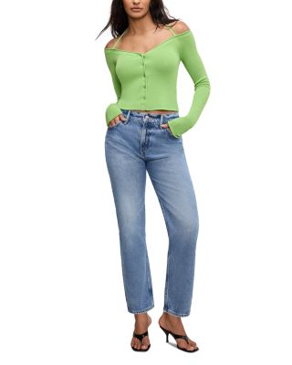 Stretch Rib Knit Off Shoulder Top