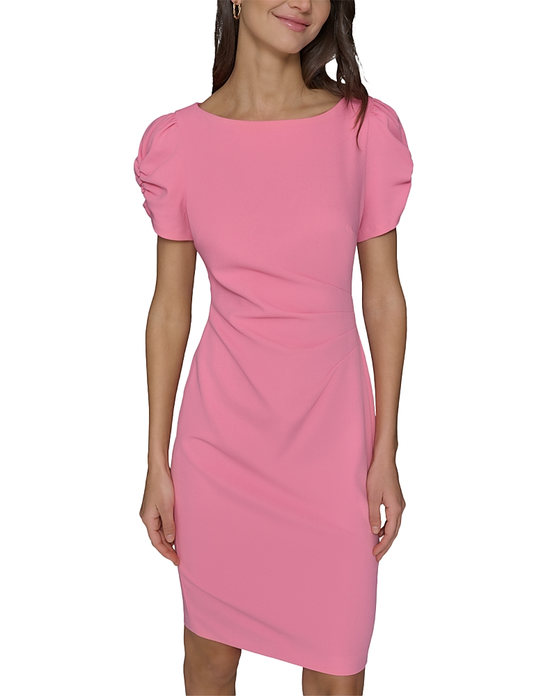 Karl Lagerfeld Ruched Sleeve Sheath Dress In Pink Sherbert