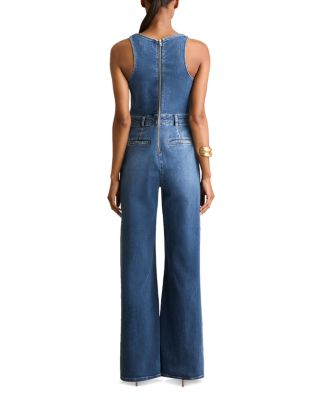 Racer Detailed Denim Jumpsuit