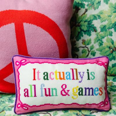Fun And Games Needlepoint Decorative Pillow