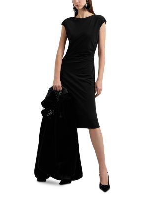 Cap Sleeve Fluid Crepe Jersey Sheath Dress
