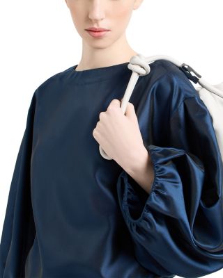 Shiny Muslin Balloon Sleeve Blouse