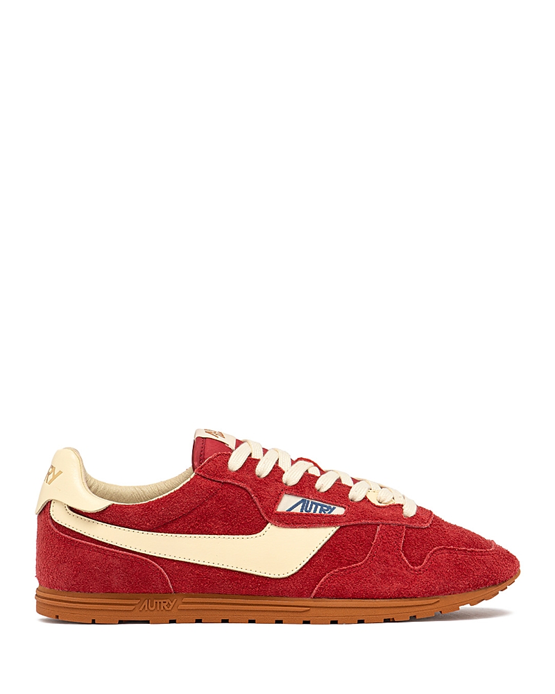 Autry Low-top Sneakers With Contrasting Sole And Suede Finish In Pink