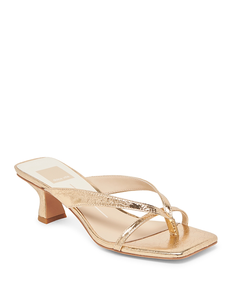 Dolce Vita Brevel Kitten Heel Flip Flop In Gold Distressed