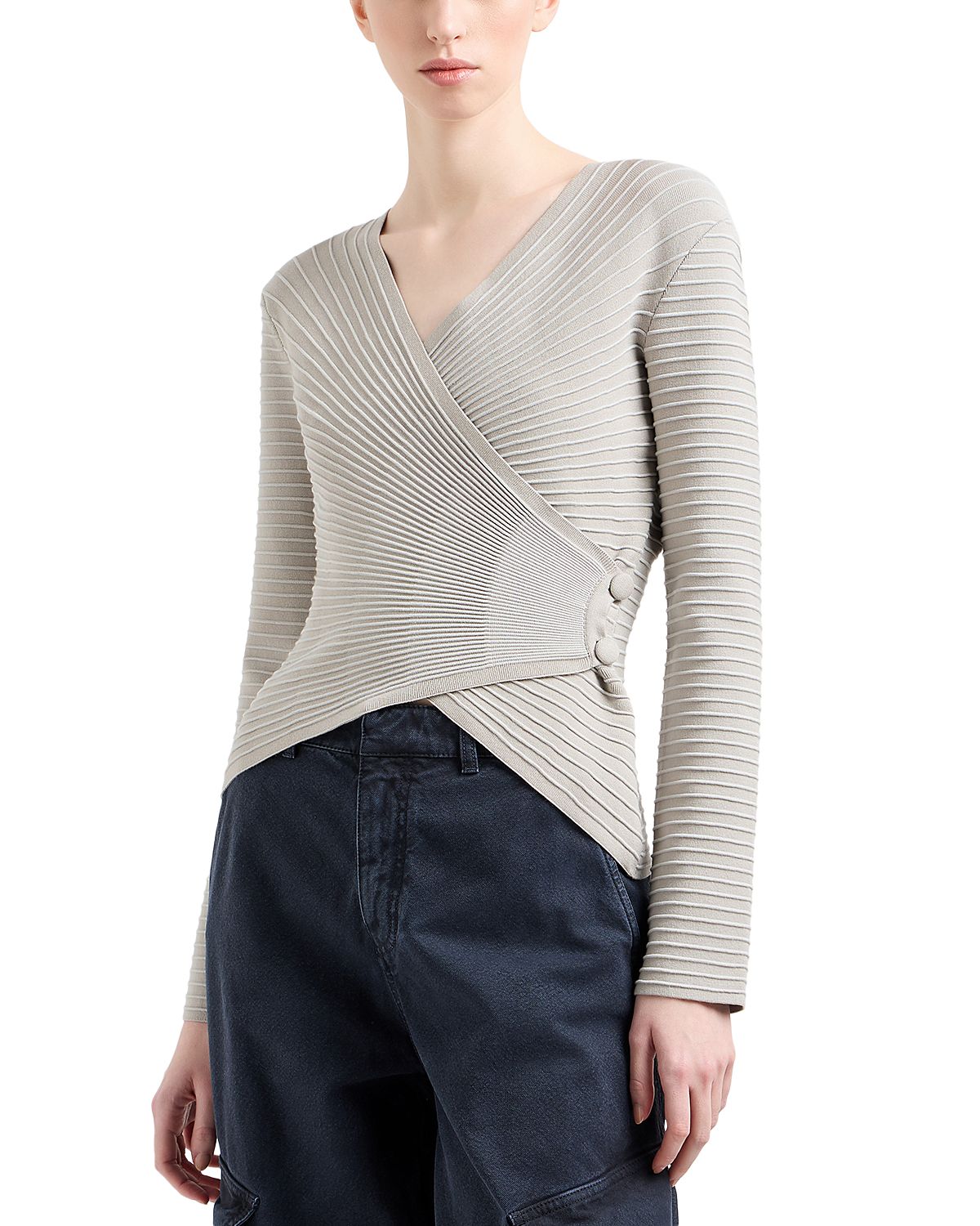 Emporio Armani Ottoman Striped Wrap Jacket