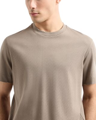 Textured Cotton Allover Jacquard Chevron Motif Tee