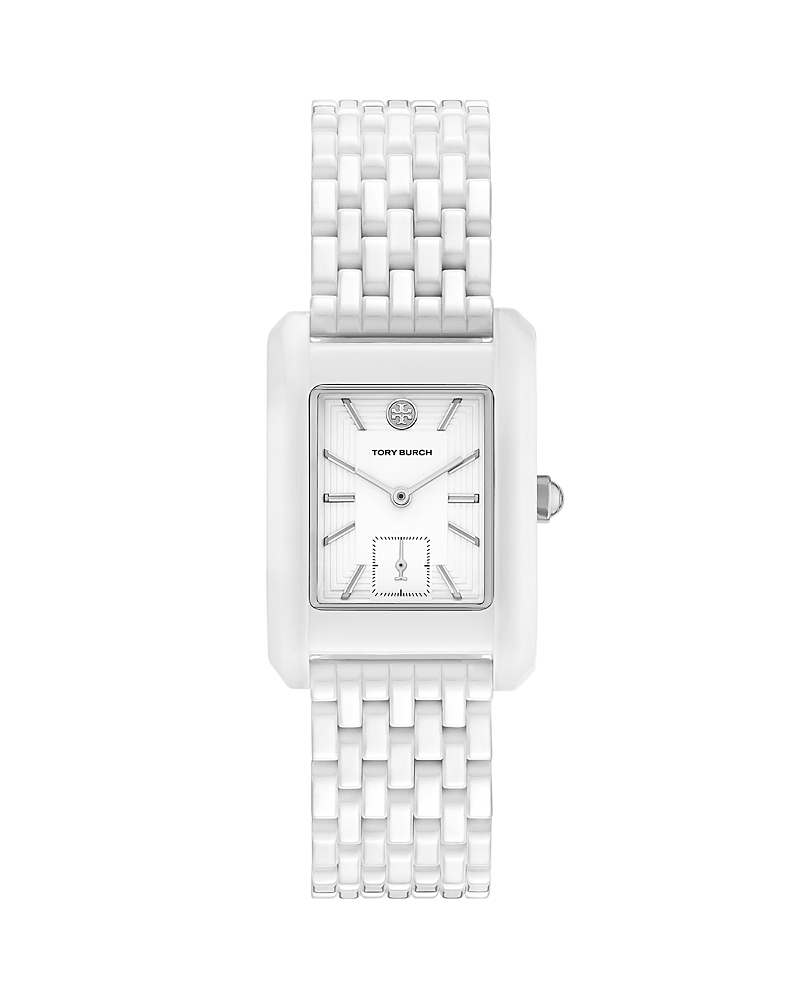 Tory Burch Eleanor Ceramic Watch In White/white