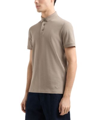 Textured Cotton Allover Jacquard Chevron Motif Polo
