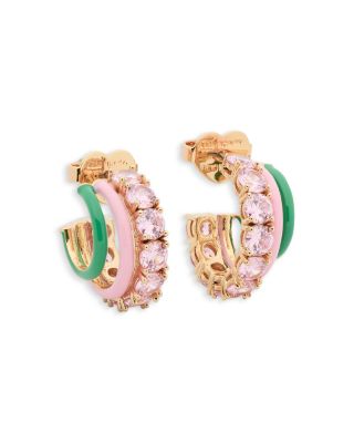 kate spade new york - Pink Stone & Enamel Triple Huggie Hoop Earrings