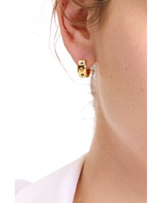Stone Studded Huggie Hoop Earrings