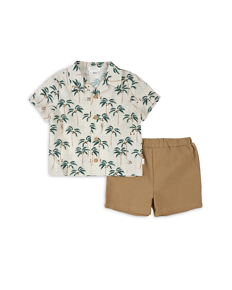 FIRSTS BY PETIT LEM FIRSTS BY PETIT LEM BOYS' PALM TREES CAMP SHIRT & SHORTS SET - BABY