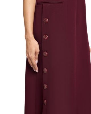 SERAFINA Short Sleeve Midi Shift Dress with Side Skirt Buttons in Fluid Techno Crepe
