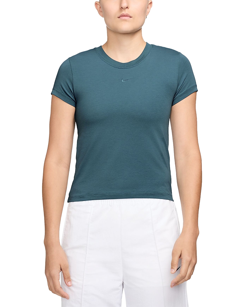 Nike Sportswear Club Chill Knit Mod Crop T-shirt In Smoke Black