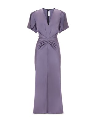 Victoria Beckham - Gathered V Neck Midi Dress