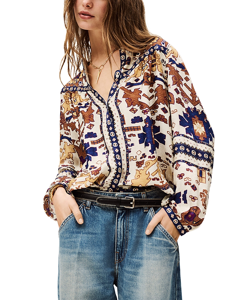 ba & sh Varone Printed Deep V Blouse