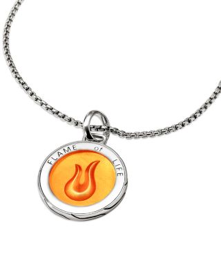 Men's Sterling Silver Modern Talisman Enamel Flame Motif Pendant Necklace, 22"