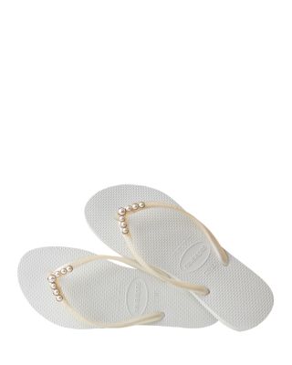 Women's Slim White Flip Flop Sandals