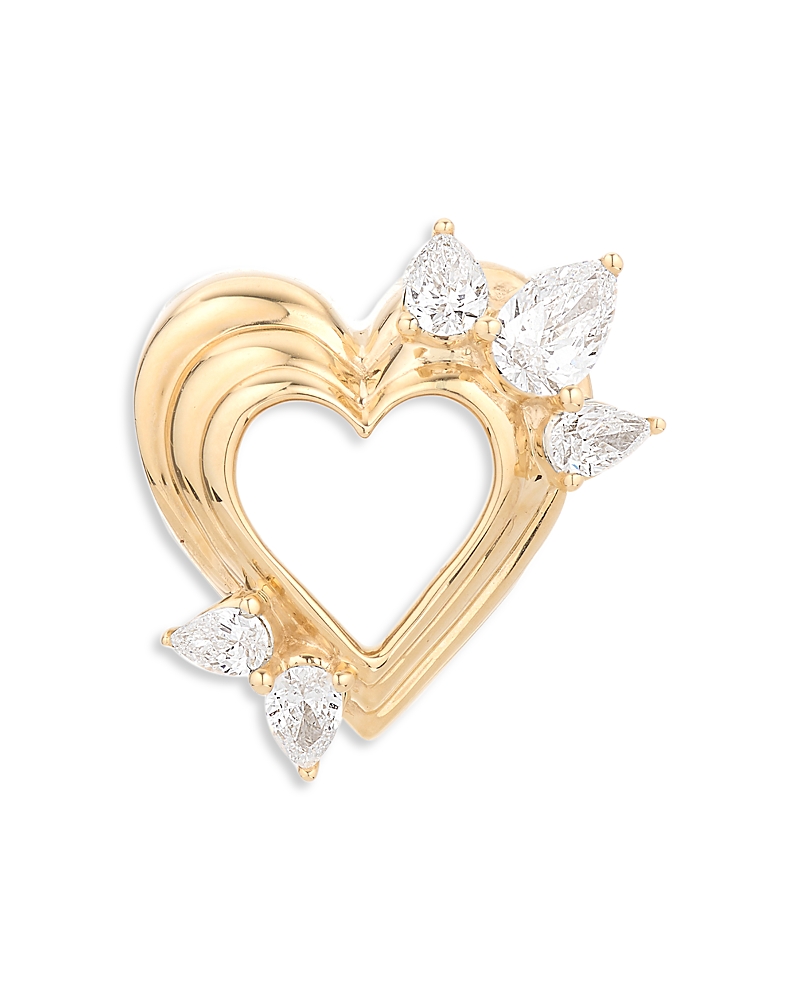 ADINA REYTER 14K YELLOW GOLD LAB GROWN DIAMOND PEAR CUT GROOVY HEART BIG BEAD PENDANT