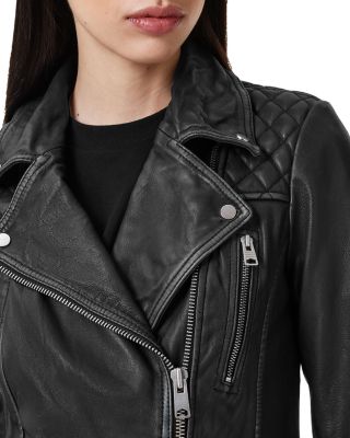 Cargo Distressed Leather Biker Jacket