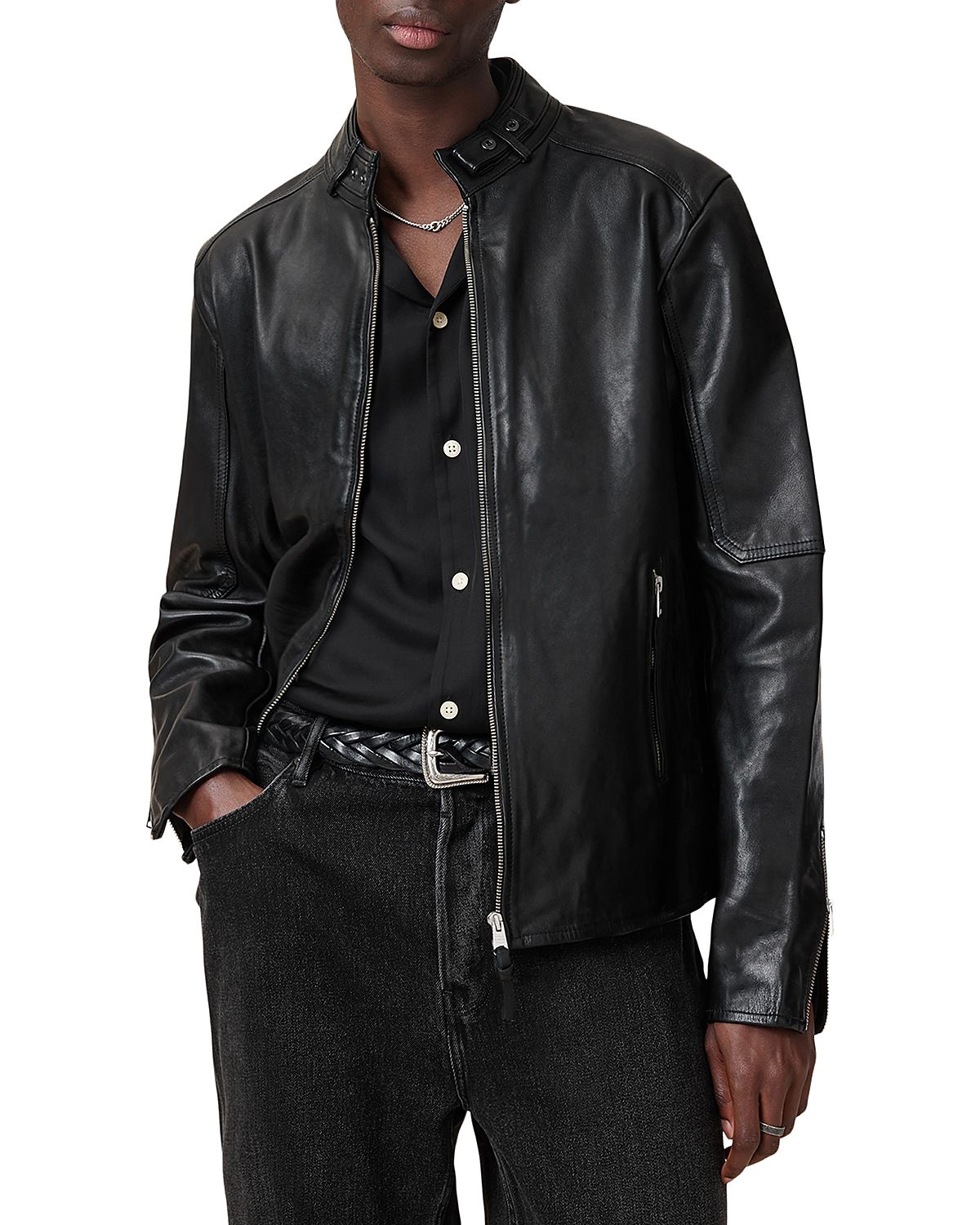 Allsaints Cora Slim Fit Zip Front Jacket