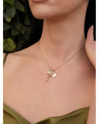 Mixed Cubic Zirconia Multi Charm Snake Pendant Necklace, 16"-19"