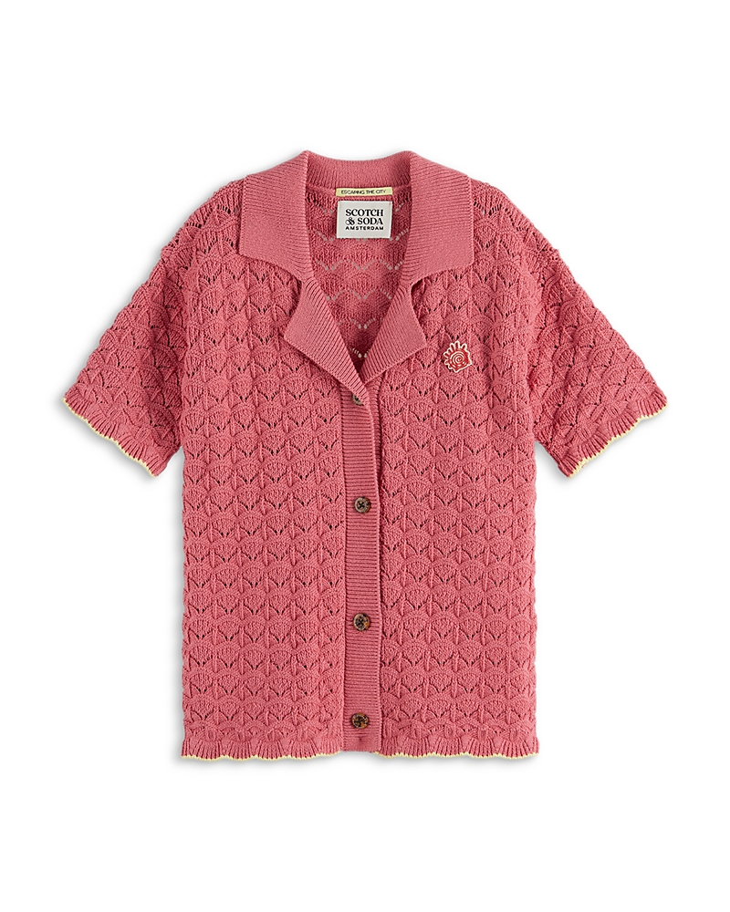 Scotch & Soda Knitted Cotton-blend Top In Rose Pink