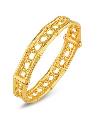 Veranda Caning Bangle Bracelet in 18K Gold Plated
