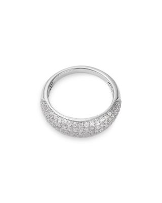 Diamond Pav&eacute; Multirow Ring in 14K White Gold, 0.75 tcw