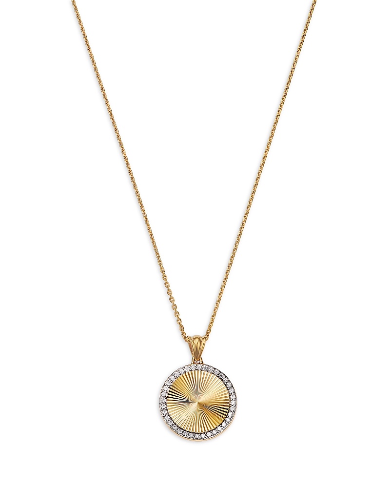 Bloomingdale's Fine Collection Diamond Sunray Disc Pendant Necklace In 14k Yellow Gold, 0.16 Ct. T. W.