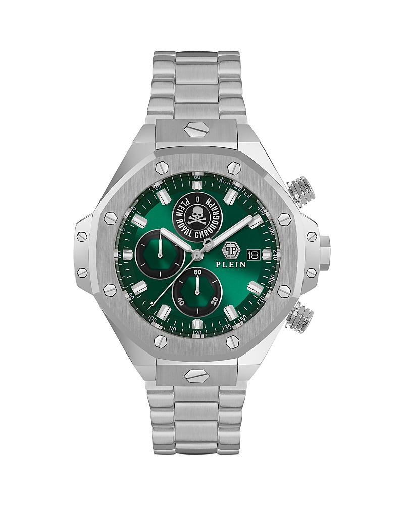 Philipp Plein Plein Chrono Royal Bracelet Watch In Green/silver