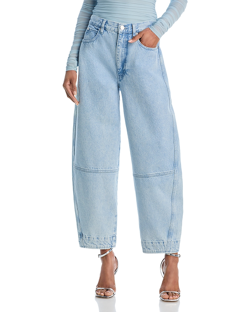 Frame The Twisted High Rise Wide Leg Ankle Jeans In Never In Never