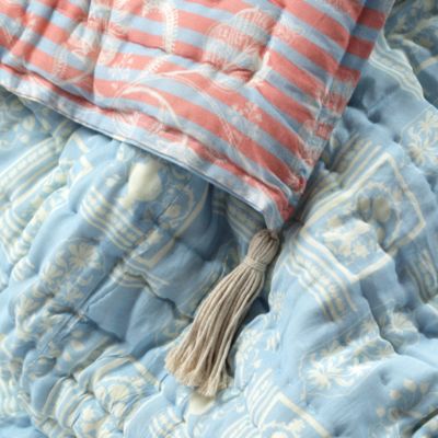 Aquamarine Handcrafted Cotton Quilt, Queen