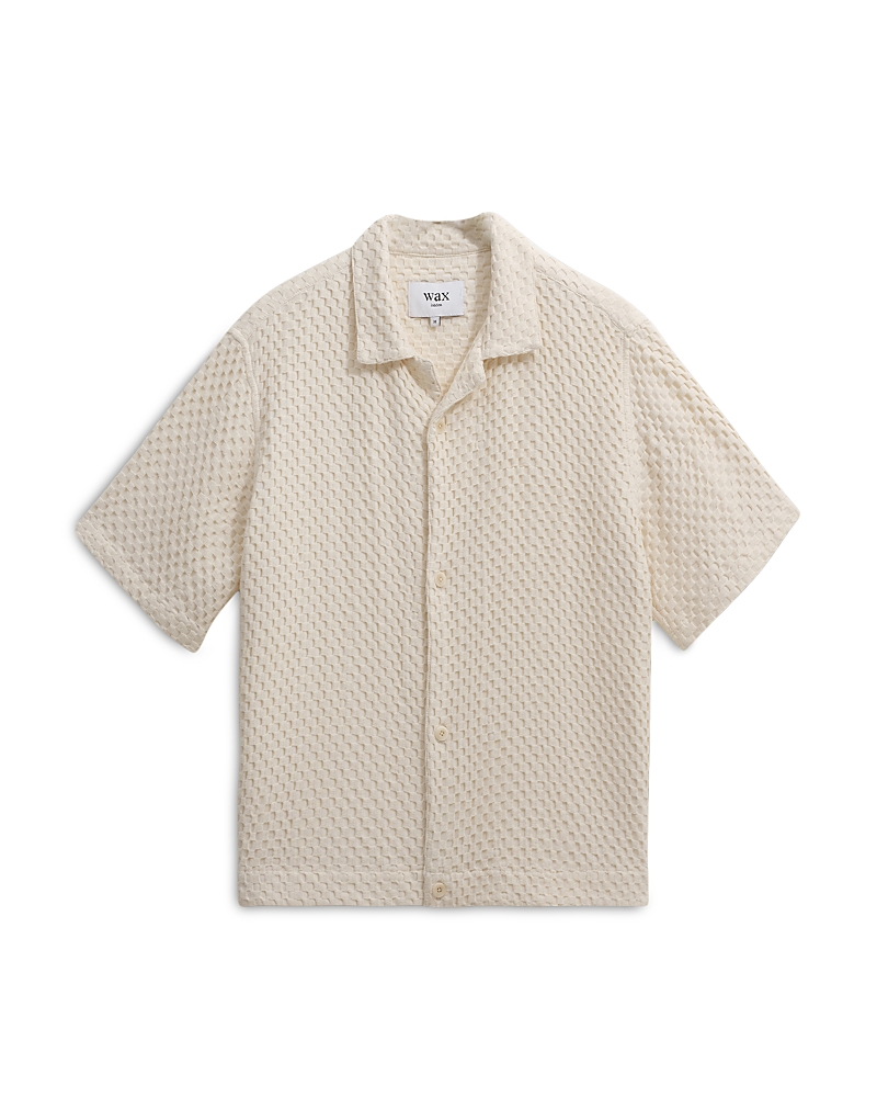 Wax London Lido Dobby Camp Shirt In Ecru