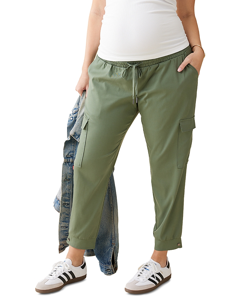 Ingrid & Isabel Soft Maternity Cargo Pants In Agave