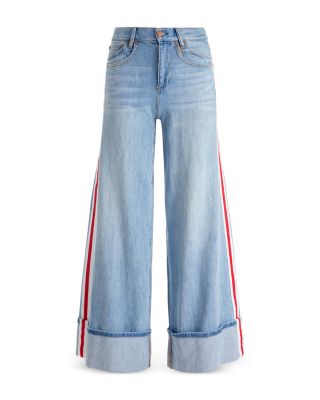 Alice and Olivia Wallie High Rise Wide Leg Jeans in Denim